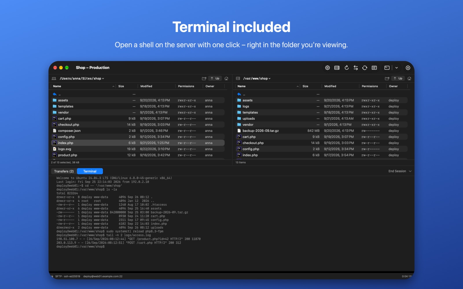 Built-in terminal